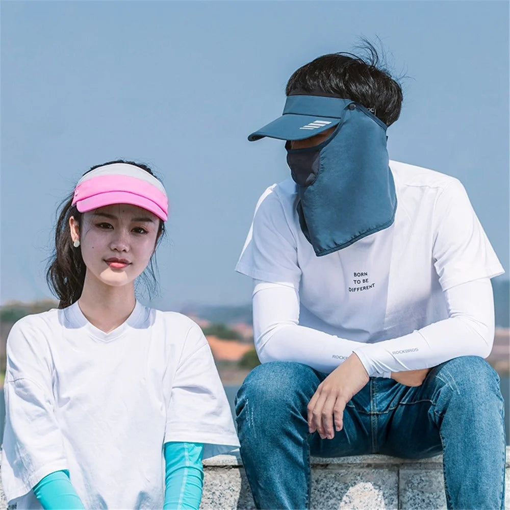 ROCKBROS LF7597 Summer Anti-UV Open Top Cycling Hat with Detachable Face Mask - Dark Grey - 7