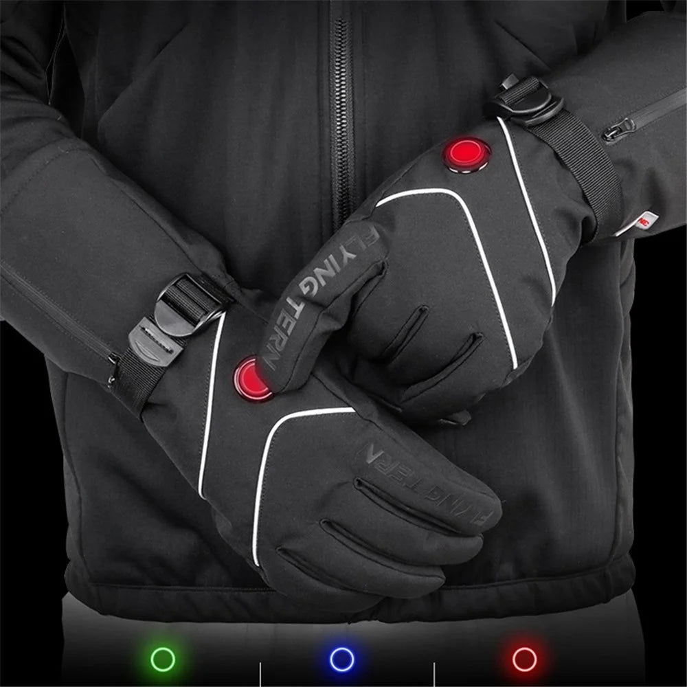 FLYINGTERN Motorcycle Snowmobile Heated Gloves Touch Screen Heated Mittens Winter Ski Gloves Electric Heating Thermal Gloves, Battery Powered - 3