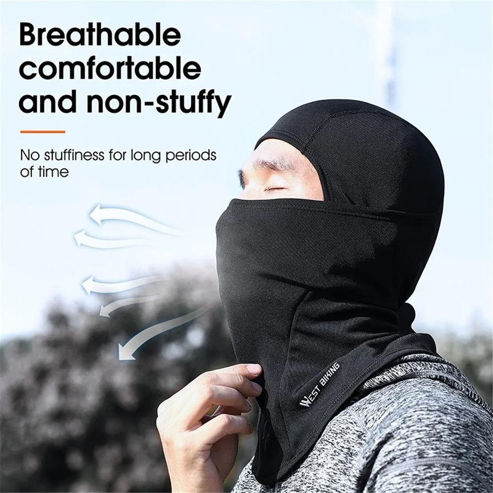 WEST BIKING YP0201201-205 Outdoor Cycling Helmet Liner Bike Headgear Full Face Mask Breathable Warm Protection Neck Scarf - Black - 5