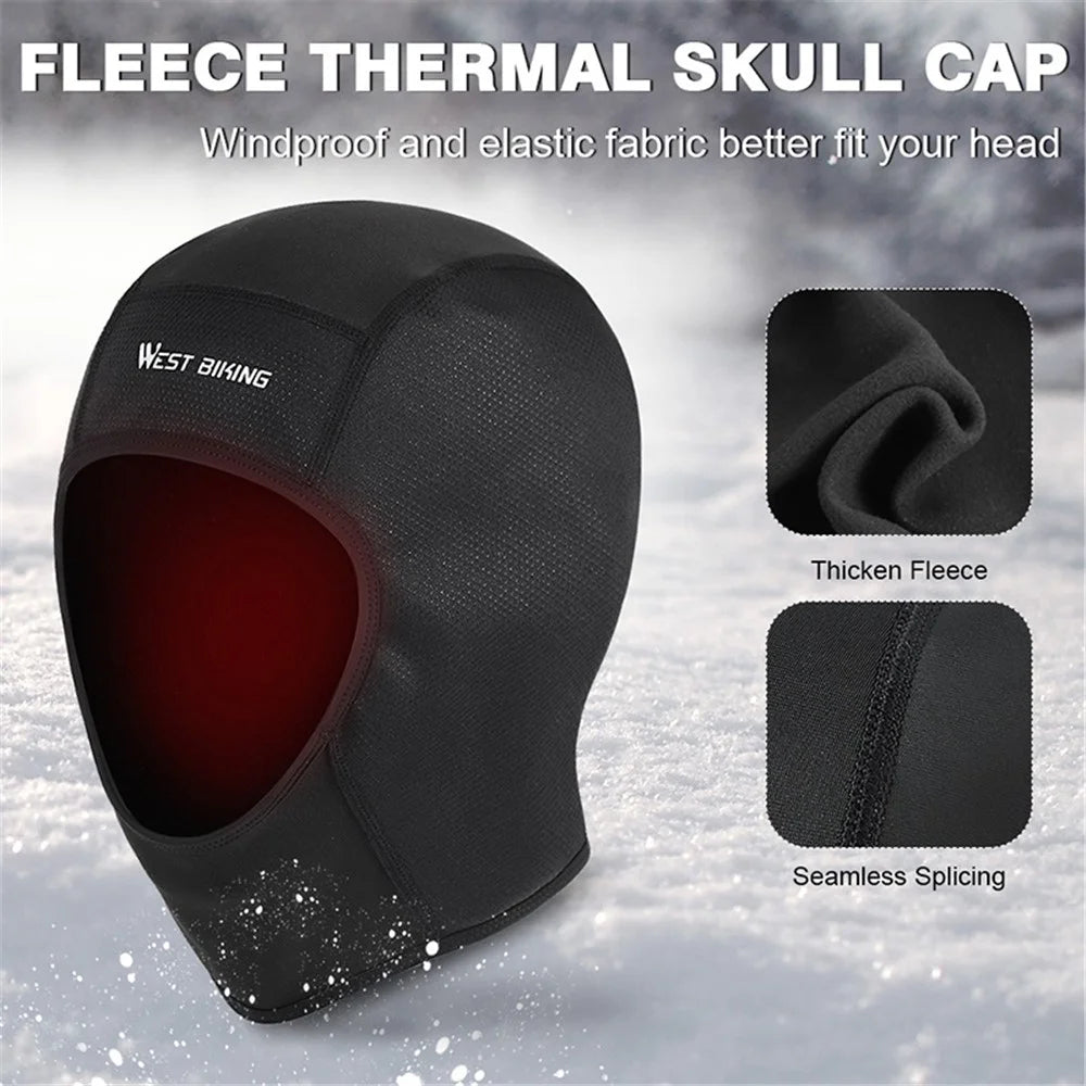 WEST BIKING YP0201257 Fleece Skull Cap Windproof Thermal Winter Scarf Elastic Cycling Motorcycle Helmet Liner Warm Running Hat Head Cover - 2