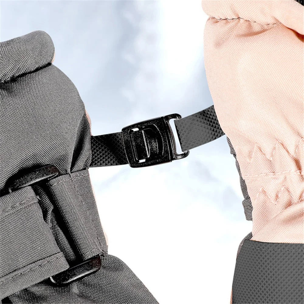GOLOVEJOY SK15 1 Pair Winter Skiing Gloves Outdoor Cycling Water Repellent Fleece Lined Touch Screen Mittens with Anti-lost Buckle - Pink / Women - 7