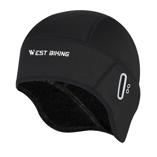 WEST BIKING YP0201348 Winter Earmuffs MTB Bicycle Cycling Cap Windproof Fleece Helmet Liner with Glasses Holes - Black - 1