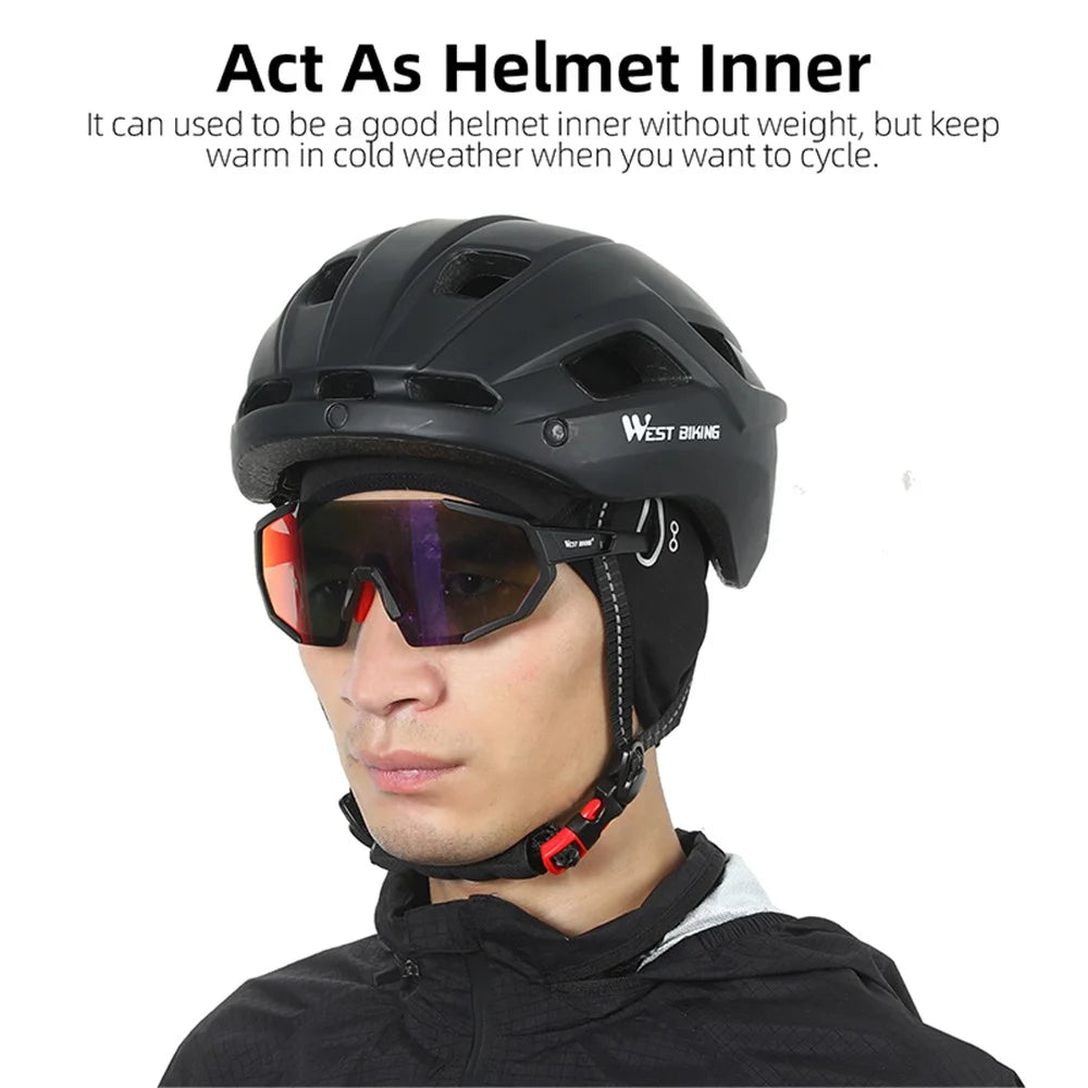 WEST BIKING YP0201348 Winter Earmuffs MTB Bicycle Cycling Cap Windproof Fleece Helmet Liner with Glasses Holes - Black - 3