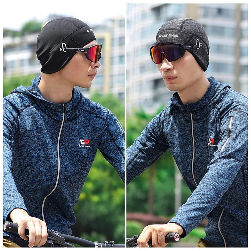 WEST BIKING YP0201348 Winter Earmuffs MTB Bicycle Cycling Cap Windproof Fleece Helmet Liner with Glasses Holes - Black - 6