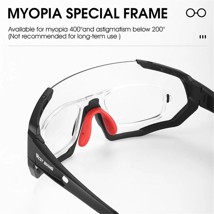 WEST BIKING YP0703148 Photochromic Sports Goggles Men Women Cycling UV Protection Windproof Eyeglasses - White - 5