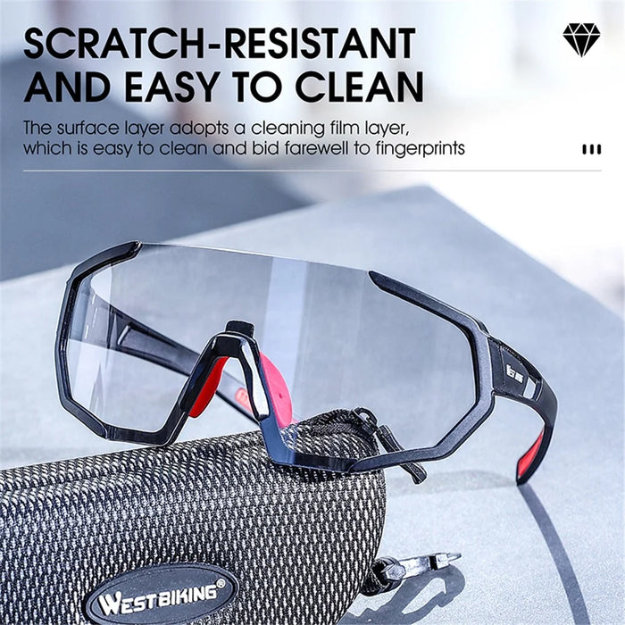 WEST BIKING YP0703148 Photochromic Sports Goggles Men Women Cycling UV Protection Windproof Eyeglasses - White - 6