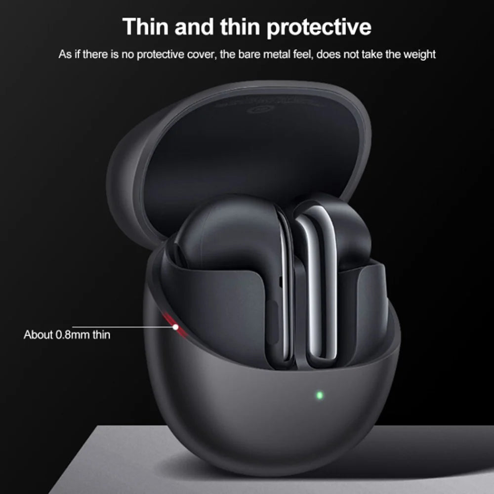 For Xiaomi Buds 4 Bluetooth-compatible Earphone Charging Bin Case Flexible Silicone Sleeve Full Protection Cover - Green - 4