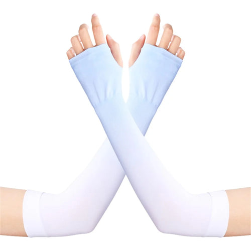 GOLOVEJOY HB21 One Pair UV Protection Arm Sleeves Cycling Cooling Gloves Gradient Color Compression Long Arm Cover - Blue - 1