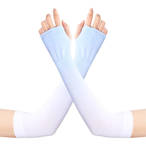 GOLOVEJOY HB21 One Pair UV Protection Arm Sleeves Cycling Cooling Gloves Gradient Color Compression Long Arm Cover - Blue - 1