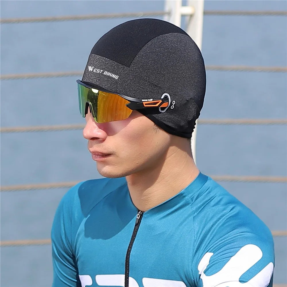 WEST BIKING YP0201362 Ice Silk Cooling Cap Summer Cycling Hat Breathable Helmet Liner Cap - Black / Grey - 2