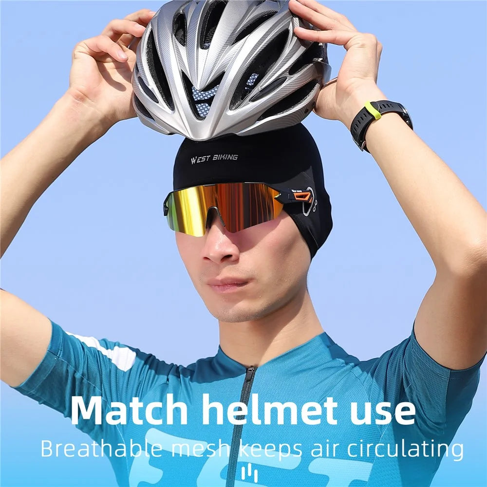 WEST BIKING YP0201362 Ice Silk Cooling Cap Summer Cycling Hat Breathable Helmet Liner Cap - Black / Grey - 5