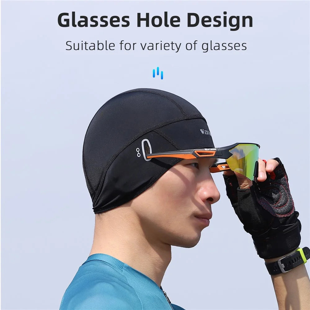 WEST BIKING YP0201363 Summer Cycling Ice Silk Cooling Cap UV Protection Breathable Helmet Liner Hat - Black - 4