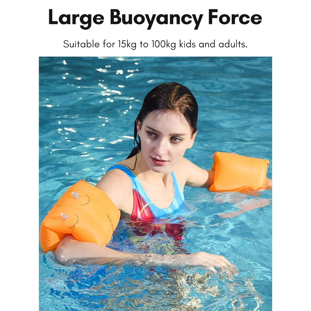 MT.MART YX-006 1 Pair PVC Swimming Arm Band Inflatable Armband Swimming Pool Arm Floating Sleeve - Yellow - 2