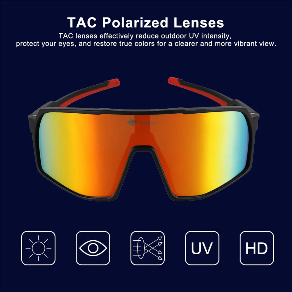 WOLFILIST Bicycle Eyewear Anti-UV Polarized Eyeglasses Film Coated Cycling Sunglasses - Red - 2