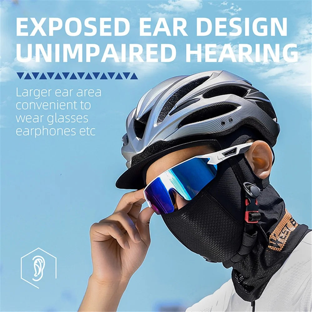 WEST BIKING YP0201382 UV Protection Neck Gaiter Balaclava Ice Silk Face Cover with Brim for Cycling Fishing - Blue - 5