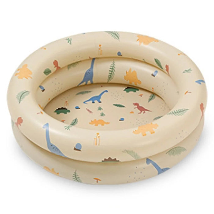 Round PVC Infant Bath Pool Inflatable Swimming Pool Summer Baby Paddling Toy, Style 150 - Beige Dinosaur - 1