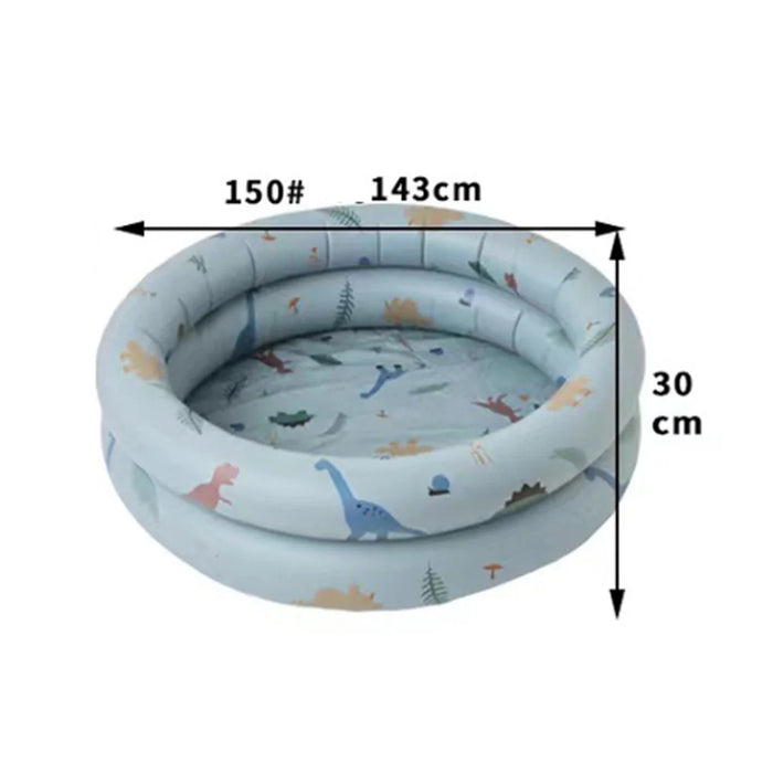 Round PVC Infant Bath Pool Inflatable Swimming Pool Summer Baby Paddling Toy, Style 150 - Beige Dinosaur - 5