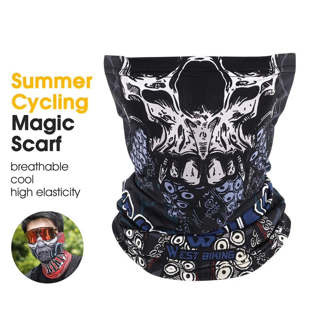 WEST BIKING YP0201393 Summer Sun-proof Magic Scarf Neck Gaiter Breathable Ice Silk Cycling Face Cover - Skull - 2