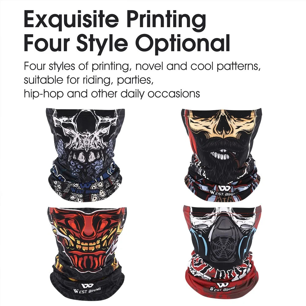 WEST BIKING YP0201393 Summer Sun-proof Magic Scarf Neck Gaiter Breathable Ice Silk Cycling Face Cover - Skull - 7