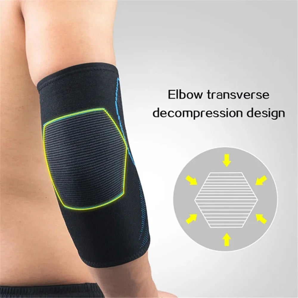 1Pc Outdoor Sports Elbow Sleeve Protector Fitness Basketball Cycling Elastic Nylon Elbow Guard - Blue / M - 4