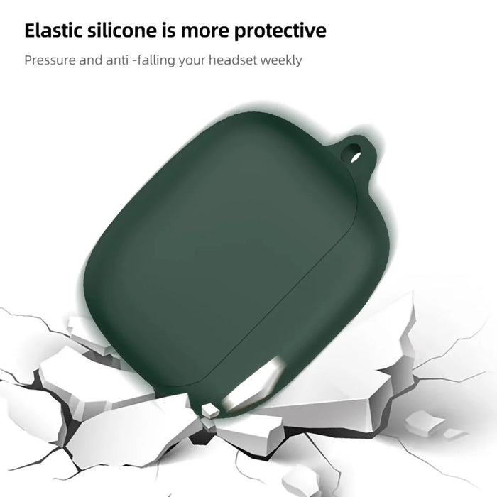 For Baseus M2s TWS Bluetooth-compatible Earphone Silicone Case Charging Bin Sleeve Cover with Buckle - Green - 2