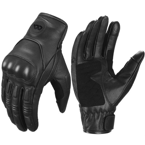 WEST BIKING 1 Pair Touch Screen Motorcycle Riding Gloves Motocross Goat Leather Full Finger Protection Gloves - Black / M - 1