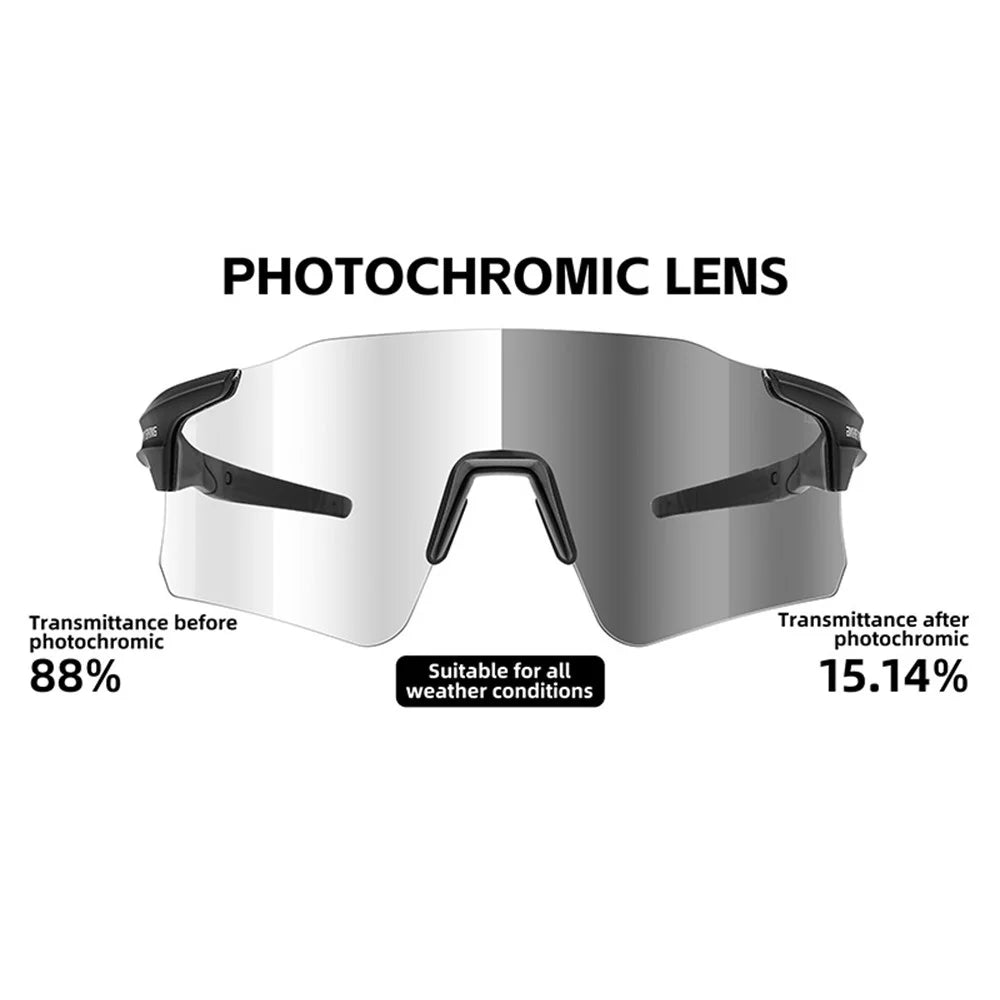 WEST BIKING YP0703155 Bike Sunlight Block PC Glasses Lightweight Photochromic Sunglasses for Bicycle Riding - Black - 2