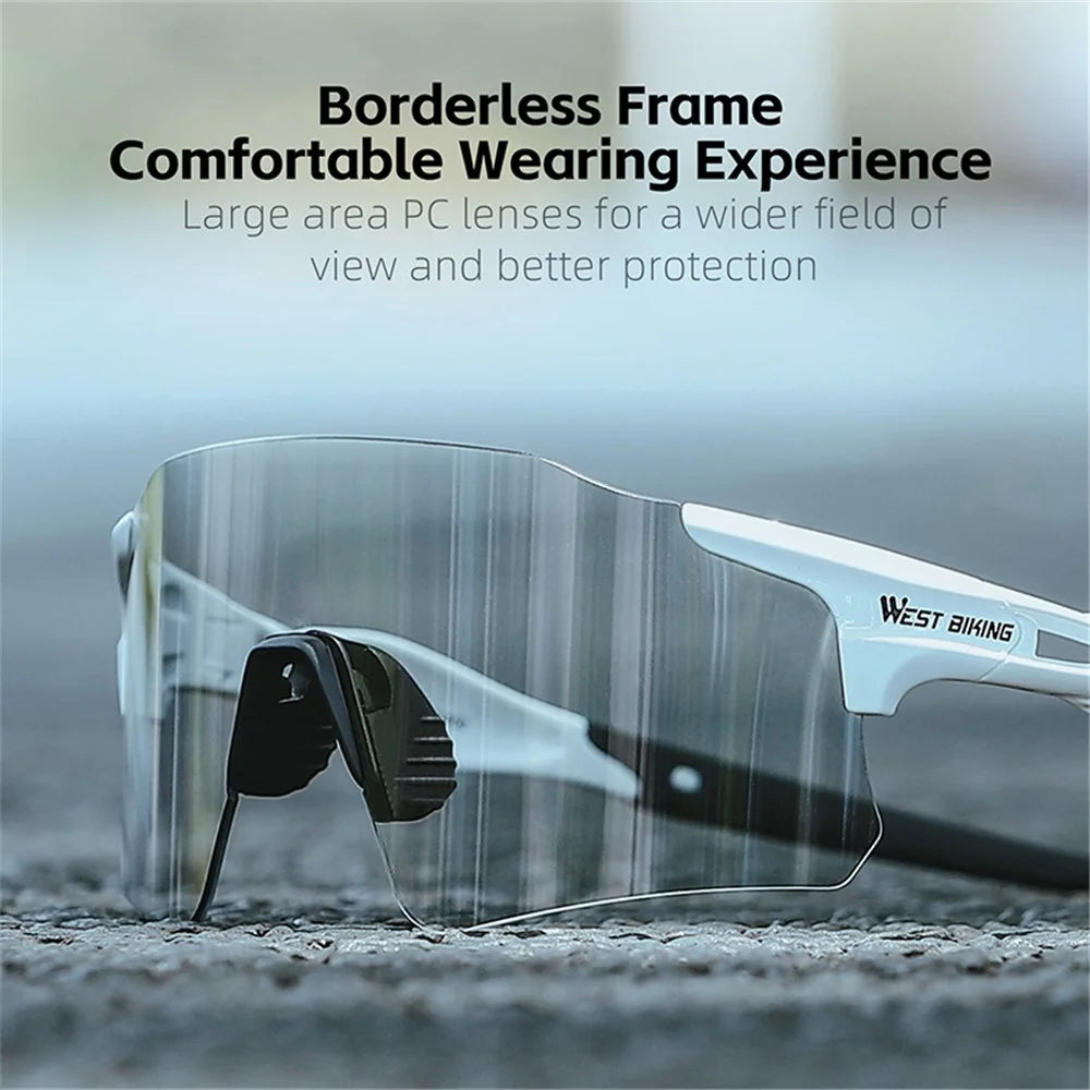 WEST BIKING YP0703155 Bike Sunlight Block PC Glasses Lightweight Photochromic Sunglasses for Bicycle Riding - Black - 5