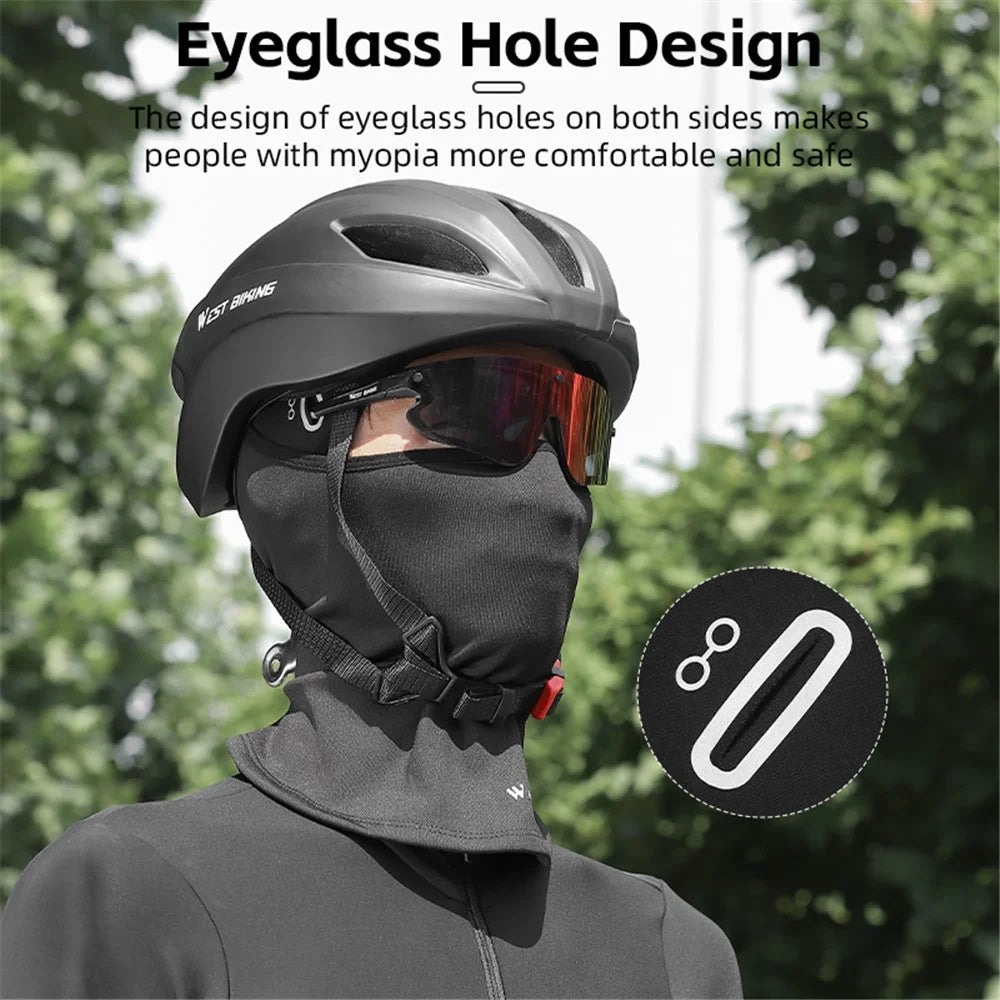 WEST BIKING YP0201397 Winter Motorcycling Cycling Headwear Neck Gaiter Warm Fleece Head Face Cover with Glasses Hole - 4