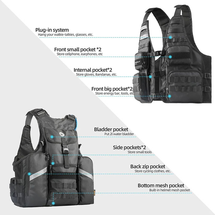 RHINOWALK M2012 Outdoor Sports Vest Multiple Pocket Water Storage System Breathable Fishing Vest for Cycling, Riding - 5