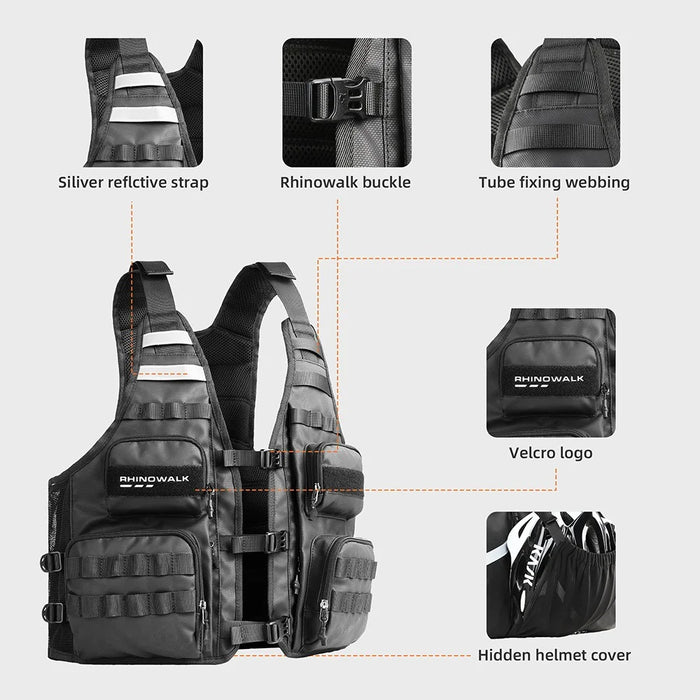 RHINOWALK M2012 Outdoor Sports Vest Multiple Pocket Water Storage System Breathable Fishing Vest for Cycling, Riding - 6