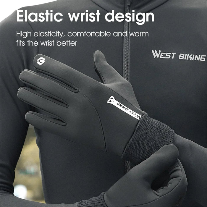 WEST BIKING YP0211236 One Pair Winter Sports Cycling Gloves Touch Screen Thermal Fleece Hand Protector - M - 7