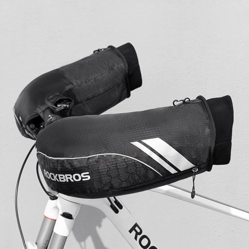 ROCKBROS D39-1 1Pair Bicycle Handlebar Gloves Winter Cycling Windproof Warm Mittens Hand Cover for E-Bike - 2