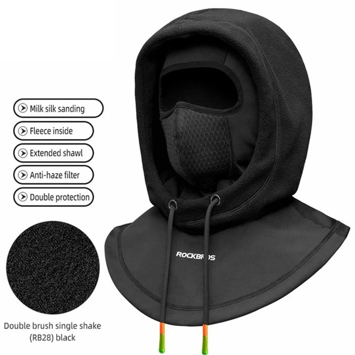 ROCKBROS YPP025 Windproof Warm Cycling Face Mask Unisex Dual Layer Hood Head Scarf - Black - 2