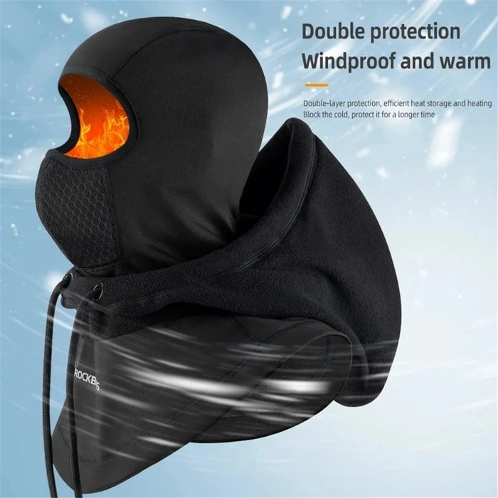 ROCKBROS YPP025 Windproof Warm Cycling Face Mask Unisex Dual Layer Hood Head Scarf - Black - 3