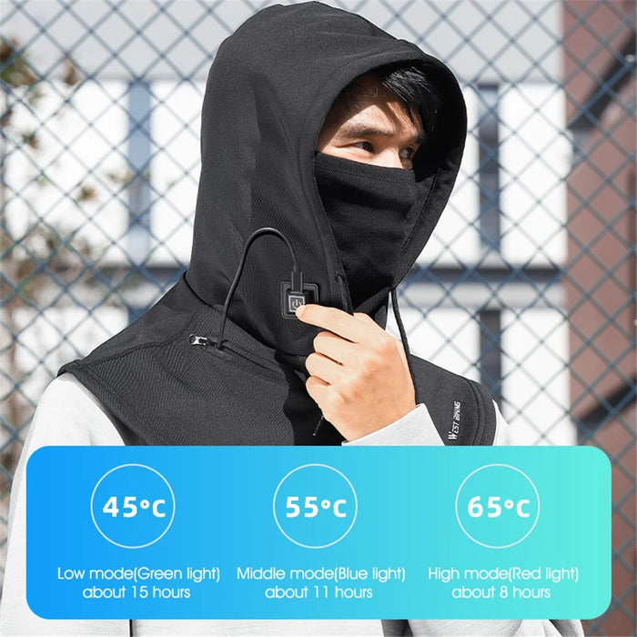 WEST BIKING YP0201405 Electric Heated Winter Cycling Headwear 3-Gear Heating Warm Head Face Cover - 7