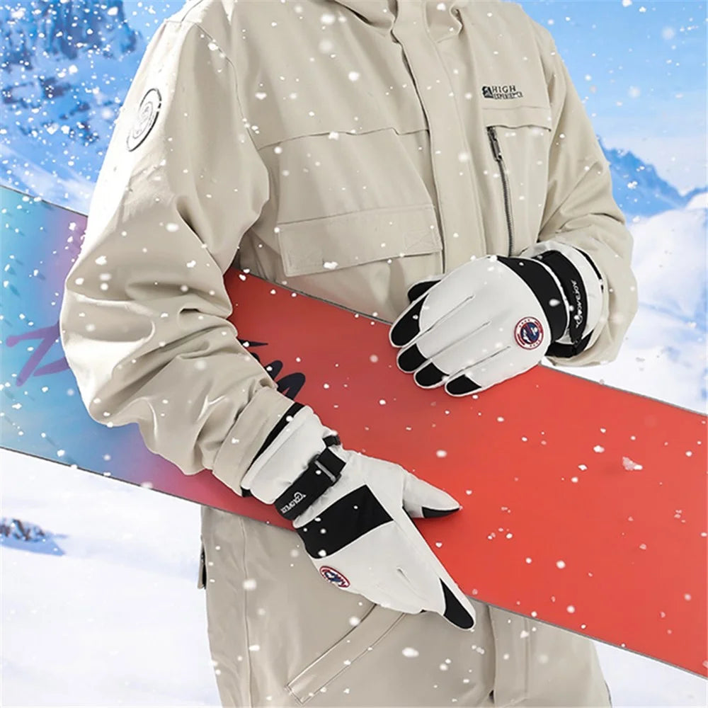 GOLOVEJOY SK29 One Pair Winter Skiing Gloves Thermal Warmer Hand Cover Touch Phone Screen Function - Dark Grey / L - 5
