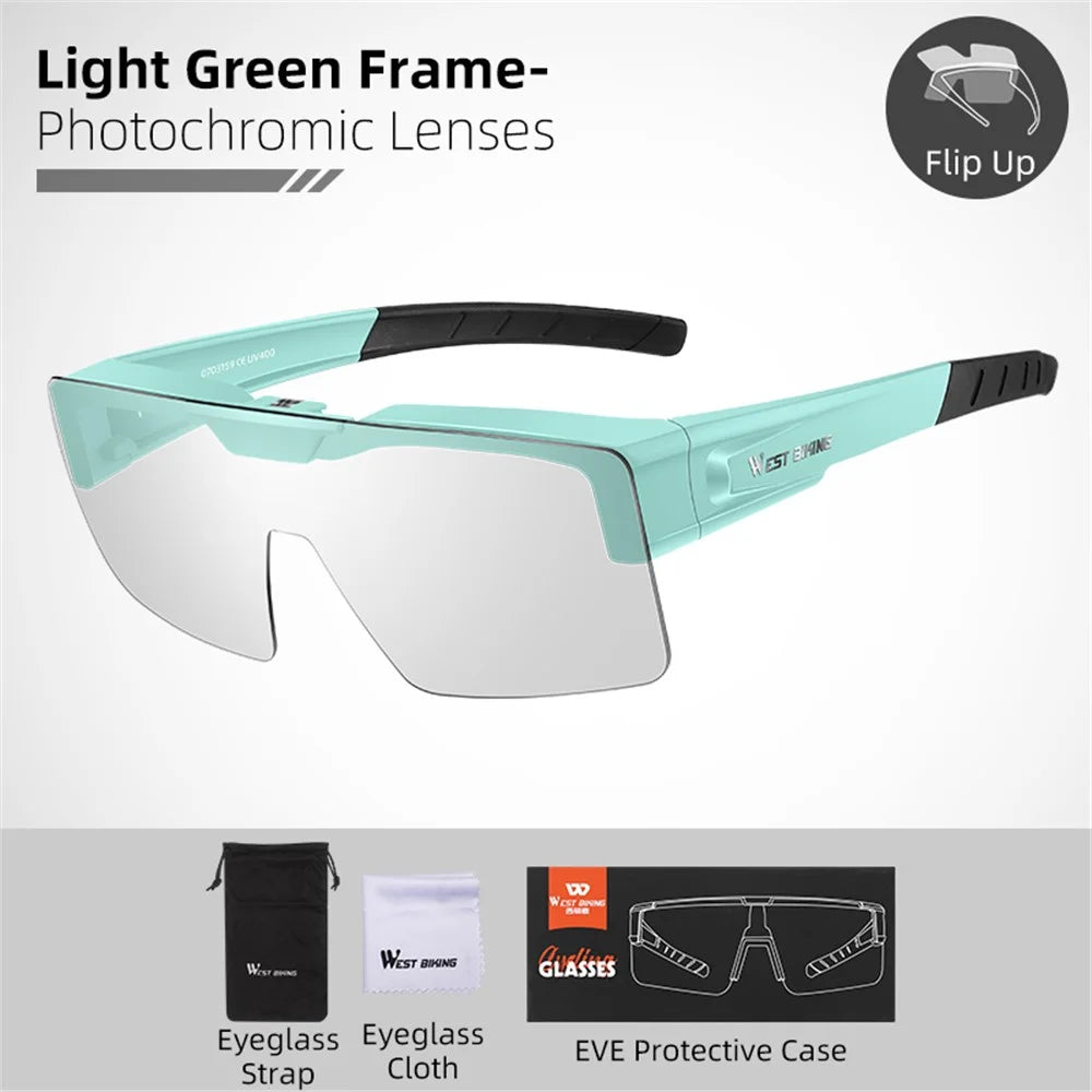 WEST BIKING YP0703159 Outdoor Cycling Sunglasses for Men and Women Clear Sunglasses Wind-Proof Sports Glasses - Green - 2