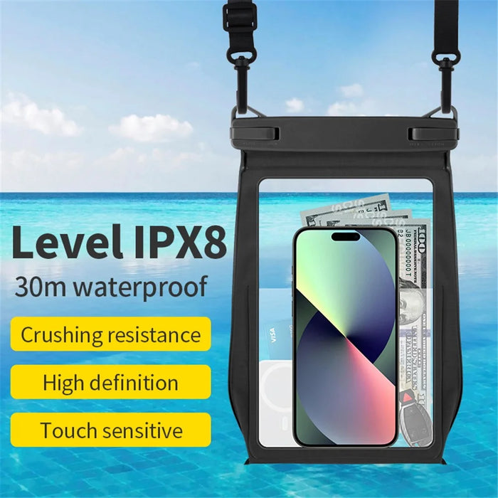 Extra Large Waterproof Phone Dry Bag for 8.2-inch Phone IPX8 Underwater Phone Protector with Lanyard - Black - 2