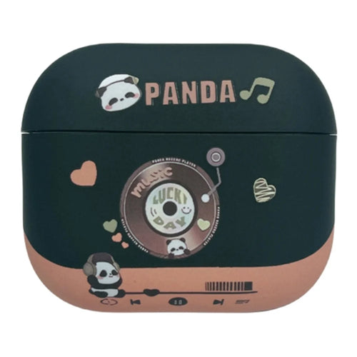 For AirPods 3 Earphone Shell TPU Cover Music Panda Earphone Case Matte Protective Cover - Black - 1