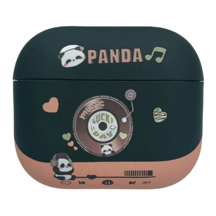 For AirPods 3 Earphone Shell TPU Cover Music Panda Earphone Case Matte Protective Cover - Black - 1