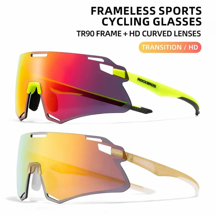 ROCKBROS SP318 Cycling Glasses Lightweight Bike Eyeglasses Outdoor Protection Goggles - Fluorescent Yellow+HD Lens Red - 2