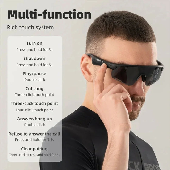 ROCKBROS SP251 Outdoor Cycling Fishing Bluetooth-compatible Call Music Eyeglasses Eye Protection Outdoor Glasses - Polarized Grey Lens - 3