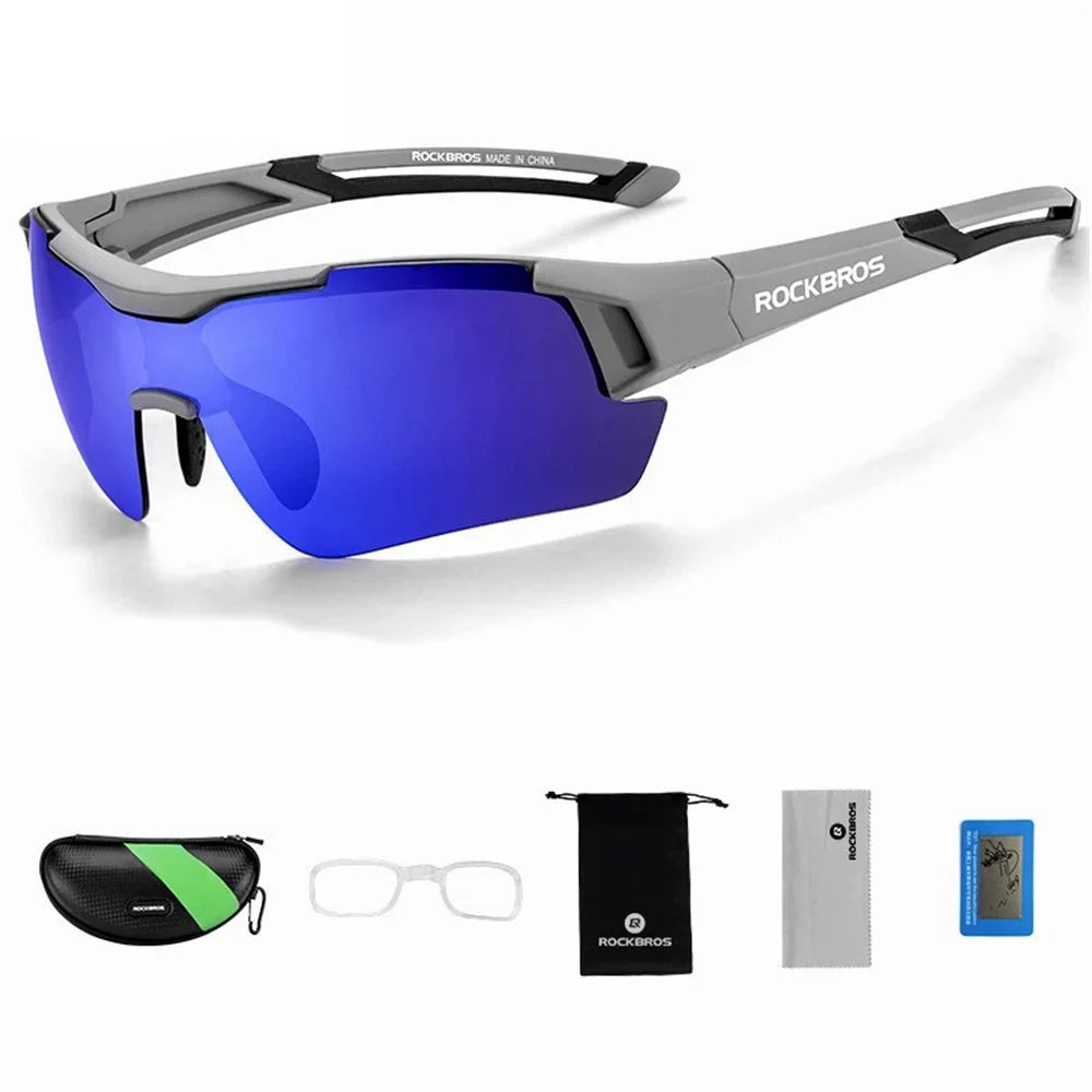 ROCKBROS Polarized Cycling Glasses Sports MTB Bike Eyeglasses Outdoor Sunglasses - Cement Grey - 6