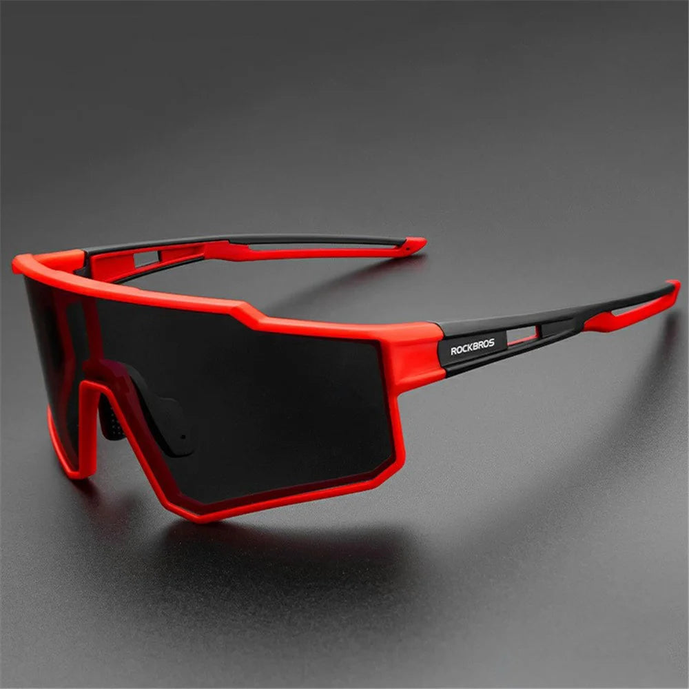 ROCKBROS SP316 Polarized Cycling Glasses Outdoor Windproof Eye Protection Goggles - Red Frame+Grey Lens - 1