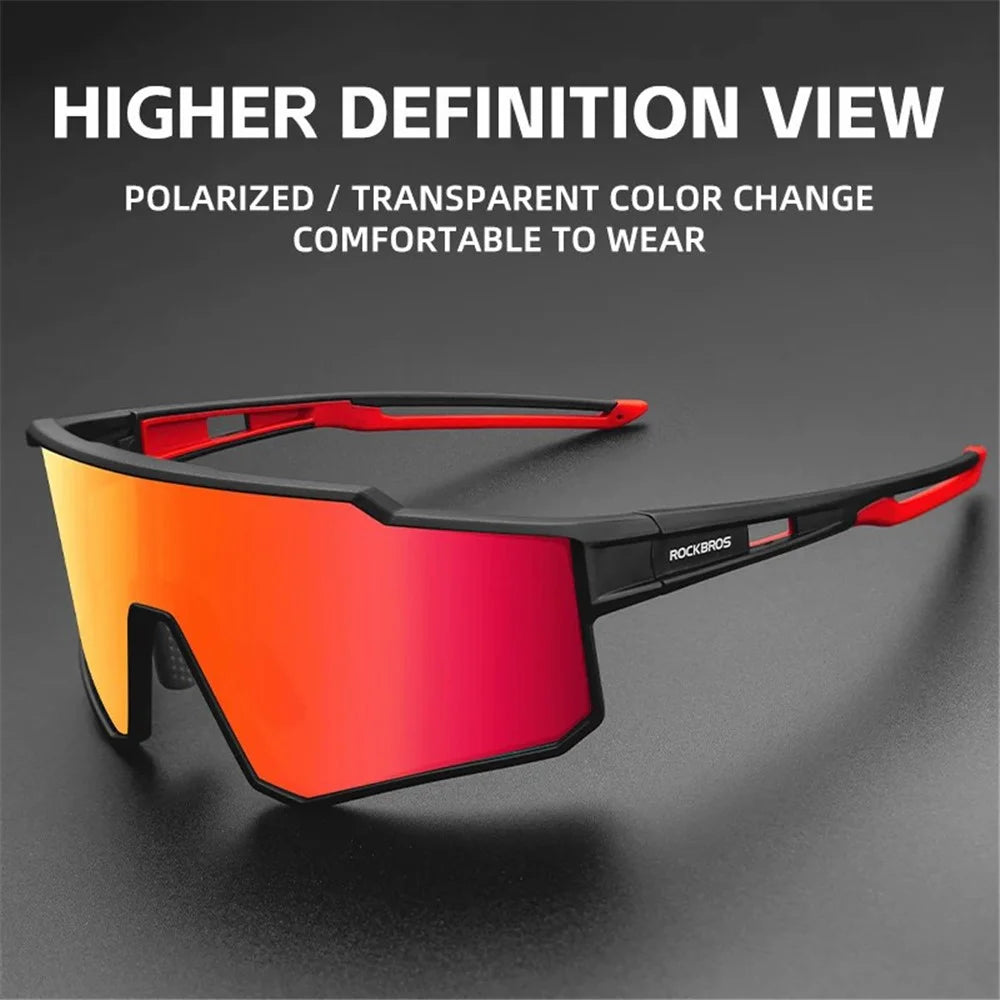 ROCKBROS SP316 Polarized Cycling Glasses Outdoor Windproof Eye Protection Goggles - Red Frame+Grey Lens - 4