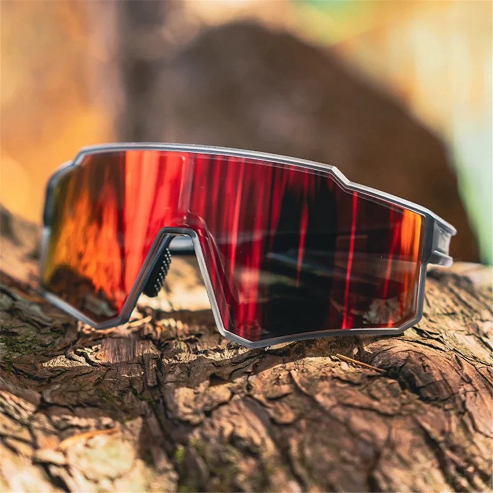 ROCKBROS SP316 Polarized Cycling Glasses Outdoor Windproof Eye Protection Goggles - Red Frame+Grey Lens - 6