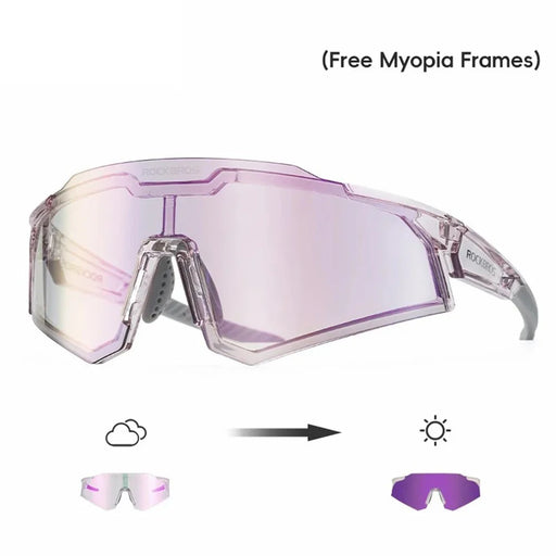 ROCKBROS SP291 Photochromic Lens Outdoor Glasses Windproof Cycling Eye Protection Goggles - Transparent Purple - 2