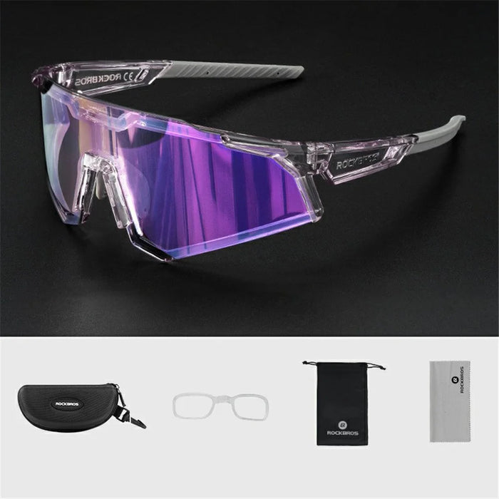 ROCKBROS SP291 Photochromic Lens Outdoor Glasses Windproof Cycling Eye Protection Goggles - Transparent Purple - 7