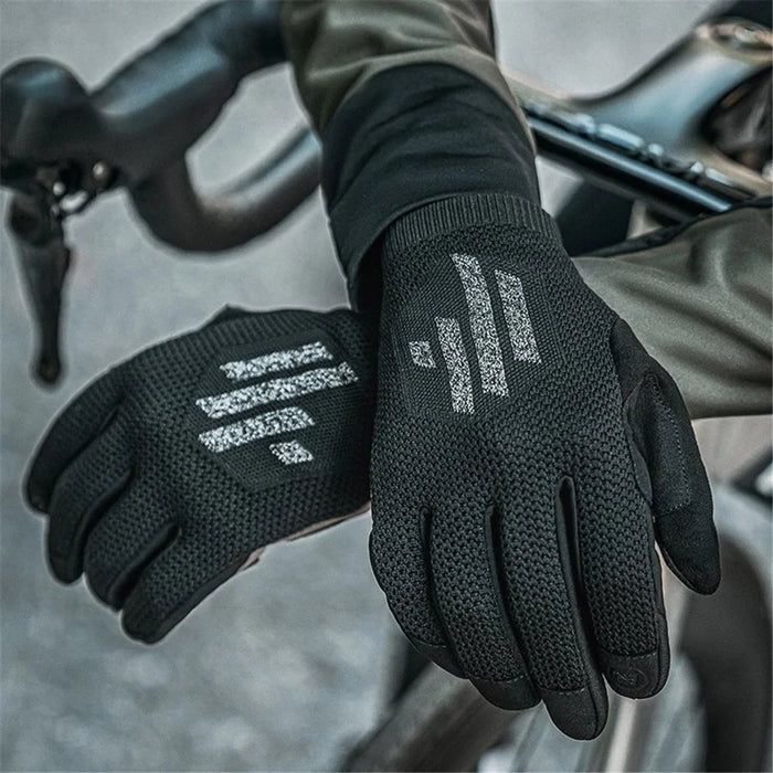 ROCKBROS S338 Men Cycling Gloves Road Bike Touch Screen Full Finger Knitted Mittens - S - 2